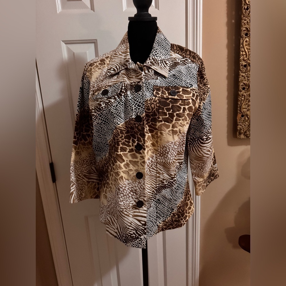 Westbound Women's Mixed Animal Print Utility Jacket size large